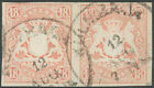BAYERN 1867, 18 Kr. dkl'cynnoberrot w parze poziomej, K1 KULMBACH, wspaniały