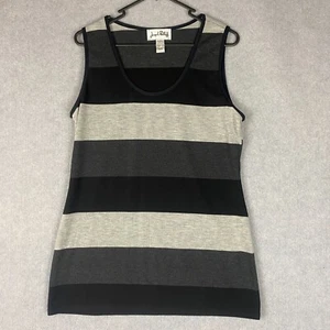Joseph Ribkoff Top Womens US 12 AU 14 Black Grey Striped Wool Tank Scoop Neck - Picture 1 of 5