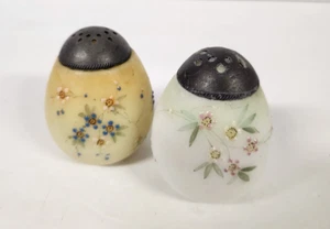 Antique Mt. Washington Floral "Egg" Salt and Pepper Shakers Cream/ White Read - Picture 1 of 17