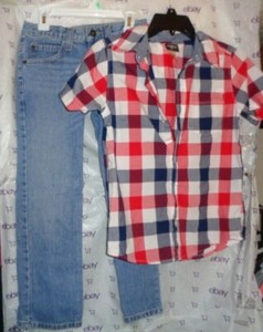 Set Ruffhewn SIZE 8R BOYS medium wash jeans 22W 22L Osh Kosh size 10 shirt R1