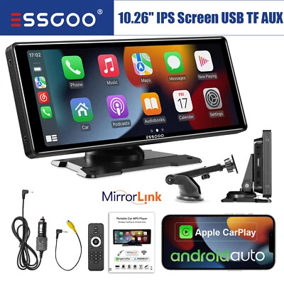 10 Zoll HD IPS Touchscreen Tragbares Drahtloses CarPlay Android Auto Autoradio - Bild 1 von 4
