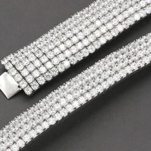 4 Row or 6 Row Bling Tennis Bracelet Chain Stainless Steel ANTI TARNISH for Men - Picture 1 of 7