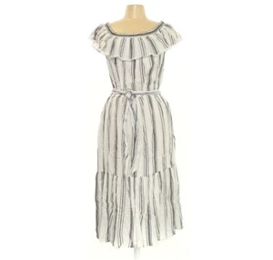 Lauren Ralph Lauren Dress Womens size 8 Maxi Petite Striped Off Shoulder Belted - Picture 1 of 2