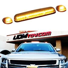 Clear Lens 3pc Cab Roof Marker Running Lights w/Amber LED Lamp For Truck SUV 4x4