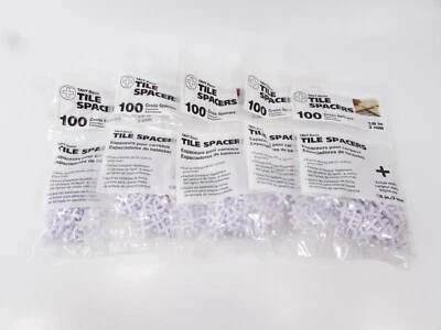  Tile Cross Spacers New 5 Packs of 100 TAVY Basix 1/8" 3mm 500 spacers total - Image 1 of 3
