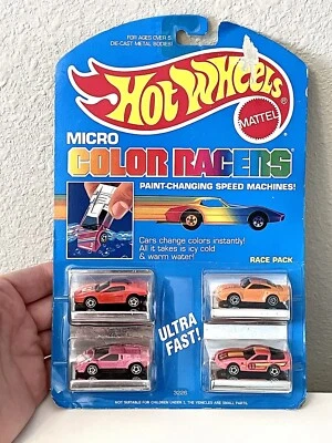 Hot Wheels 1988 Micro Color Racers,  #3226 Race Pack,  4 Cars, NEW - Image 1 of 4