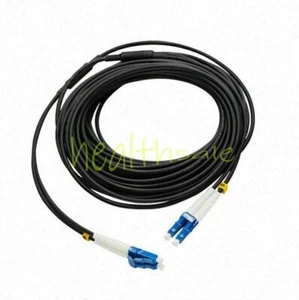 LC UPC to LC UPC Duplex Single Mode Black Armored PVC Fiber Patch Cord Cable 40M - Afbeelding 1 van 1