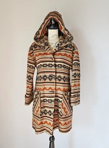 Vintage Pendleton Limited Blanket Wool Hooded Aztec Western Long Line Coat S/M - Picture 1 of 13