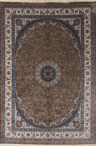 Silk Green Floral Traditional 6x9 ft Area Rug Living Room Rug