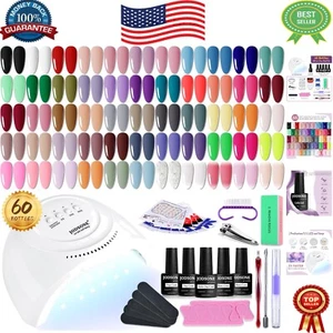 Professional 60 PCS Gel Nail Polish Manicure Set with UV Lamp for Women & Girls - Picture 1 of 11