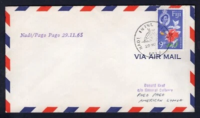 FIJI 1965 Nadi - Pago Pago Samoa Cover. Airport Cancel - Image 1 of 2