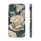 White Rose Design Slim Case for iPhone 11, 12, 13, 14, 15, Pro, Plus, Pro Max