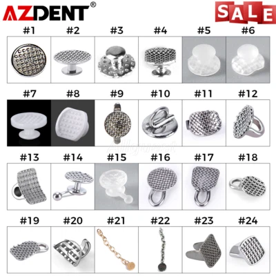 AZDENT Dental Orthodontic Lingual Buttons Bondable Round/Rectangular Mesh Base - Image 1 of 3
