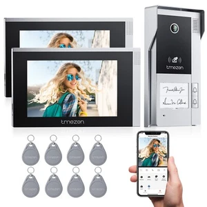 TMEZON WLAN 7" LCD Video Türsprechanlage Sicherheit Mit 2 Monitor für 2 Familien - Bild 1 von 14