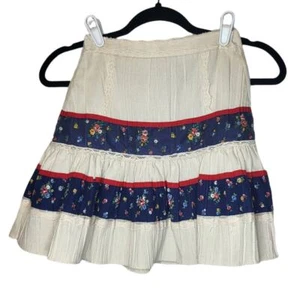Vintage girls sz 7 floral lace ruffle flare short skirt - Picture 1 of 8