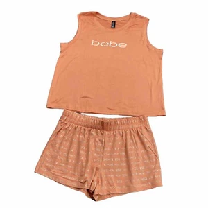 bebe Womens Pajama Sets Button Down Shirt and Shorts Sleepwear Pink Size S - Picture 1 of 8