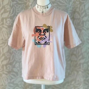 Obey Graphic T-Shirt Light Pink Oversized Streetwear Gorpcore Casual Skater Sz S - Picture 1 of 7