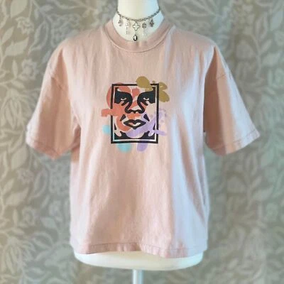 Obey Graphic T-Shirt Light Pink Oversized Streetwear Gorpcore Casual Skater Sz S - Image 1 of 4