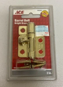 ACE HARDWARE BARREL BOLT BRIGHT BRASS FINISH 2 IN - Picture 1 of 2