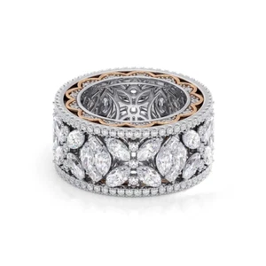 7 Ct Lab Created Diamond Round Eternity Band 12.2 MM Ring 14K Multi Tone Gold - Picture 1 of 11
