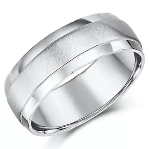 Alianza de boda de paladio de 7 mm en forma de D mate y alianza pulida con sello del Reino Unido 950 - Imagen 1 de 5