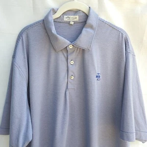 Peter Millar Summer Comfort Polo Shirt  XL Blue Pink Striped Embroidered Logo - Picture 1 of 12