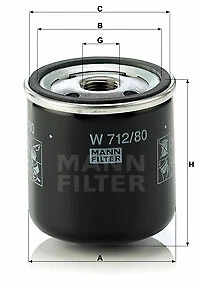 Filtro de aceite MANN-FILTER W 712/80 para SAAB Foto 1 de 1