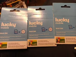 3 pièces 3 x cartes SIM mobiles porte-bonheur neuves inutilisées Dollarama carte-cadeau offre - Photo 1 sur 1