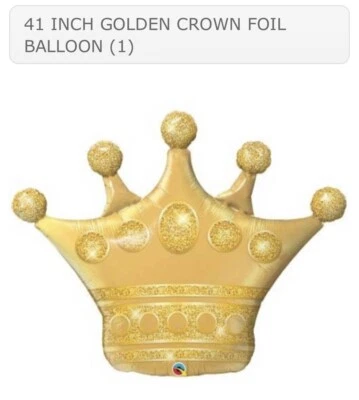 QUALATEX 41 INCH GOLDEN CROWN FOIL BALLOON SUPERSHAPE - Image 1 of 2