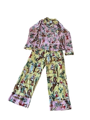 Conjunto de Pijama Vaquera Brigi Colorado De Colección Rosa Amarillo Talla Grande EE. UU. Pinup RARO Foto 1 de 4