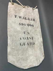 VINTAGE US Coast Guard Sailors Duffle Bag Original stenciling Drawstring intact - Picture 1 of 10