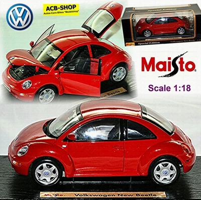 VW New Beetle Tipo 9C Berlina 1997-2005 Rosso 1:18 Maisto 50349 - Immagine 1 di 4