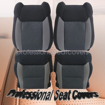 4x For 2014 to 2021 Toyota Tundra Front Bottom & Top Cloth Seat Cover Black/Gray Foto 1 de 4