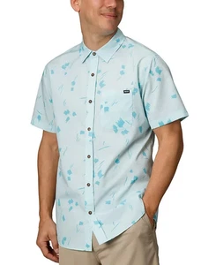 REEF Men's Cotton Button-Front Perforated Printed Shirt, Clearwater, XL - Picture 1 of 2
