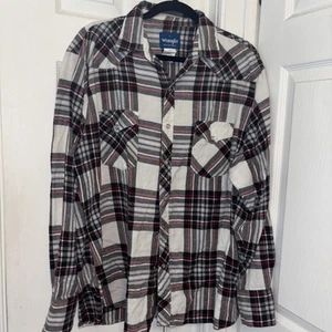 Camisa Wrangler De Colección Para Hombre XL Perla Occidental Franela a Cuadros a Presión LS Vaquero - Imagen 1 de 6