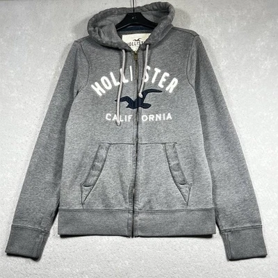 Sudadera con Capucha Hollister De Colección Para Hombre Talla Grande Gris Y2K Vellón Cremallera Completa Foto 1 de 4