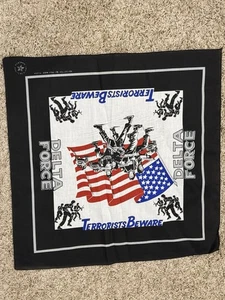 Vintage US Army Delta Force Black Military Bandana Made In USA 90s Rare 22x22 - Picture 1 of 1