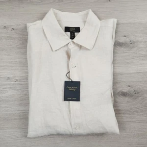 Club Room Shirt Mens Large Tan Long Sleeve Button Up Solid Linen NWT - Picture 1 of 8