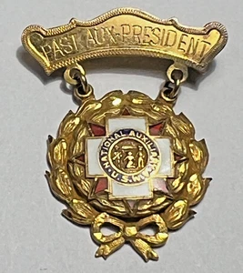 Vintage Oro Smaltato Past Aux President USWV Veterani della Guerra Spagnola Uniti 10k - Foto 1 di 8