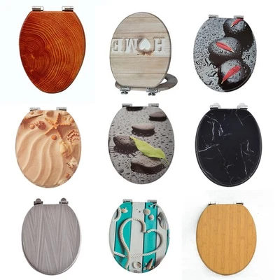 WC Sitz MDF Toilettendeckel Klobrille mit Absenkautomatik Klodeckel Toilettensit - Bild 1 von 4