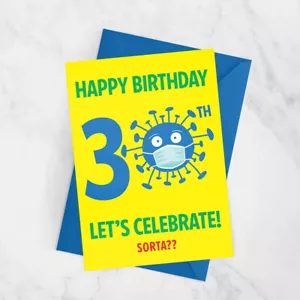 Tarjeta de cumpleaños número 30 Lockdown (masculina), tarjeta de cumpleaños pandémica, cumpleaños de cuarentena - Imagen 1 de 2