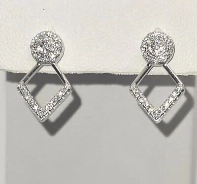 925 STERLING SILVER WHITE GOLD OVERLAY MOISSANITE DVVS1 EARRING - Image 1 of 4