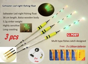 3 x Saltwater LED Electronic Night Fishing Floats + 5 x Batteries & others