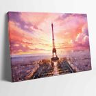 Paris Eiffel Tower at Sunset Stretched Canvas or Unframed Poster Wall Art