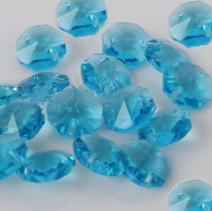 20pcs 14mm blue Crystal Octagonal beads Decoration Crystal chandelier parts #1