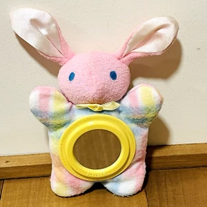 Playskool SNUZZLESS Coniglietto Specchio Pancia 7" Coniglio Rosa Pastello Vintage Peluche 1997 RARO - Foto 1 di 7