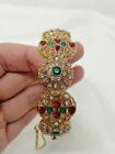 Indian Pakistani Gold Polki Kara With Red And Green Stones.