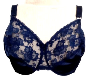 Fruit of the Loom Bra #4402 Delustre Satin Floral Lace Underwire 36DD 90's VTG - Picture 1 of 3