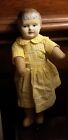ANTIQUE COMPOSITION SWIVEL HEAD JOINTED CLOTH BODY GIRL DOLL MOLDED HAIR 11.5”