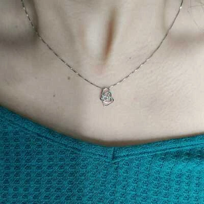 COLLANA A CUORE CON ZIRCONI BIANCO CATENINA A 45 CM IN ARGENTO 925 RODIATO CH19 - Immagine 1 di 3